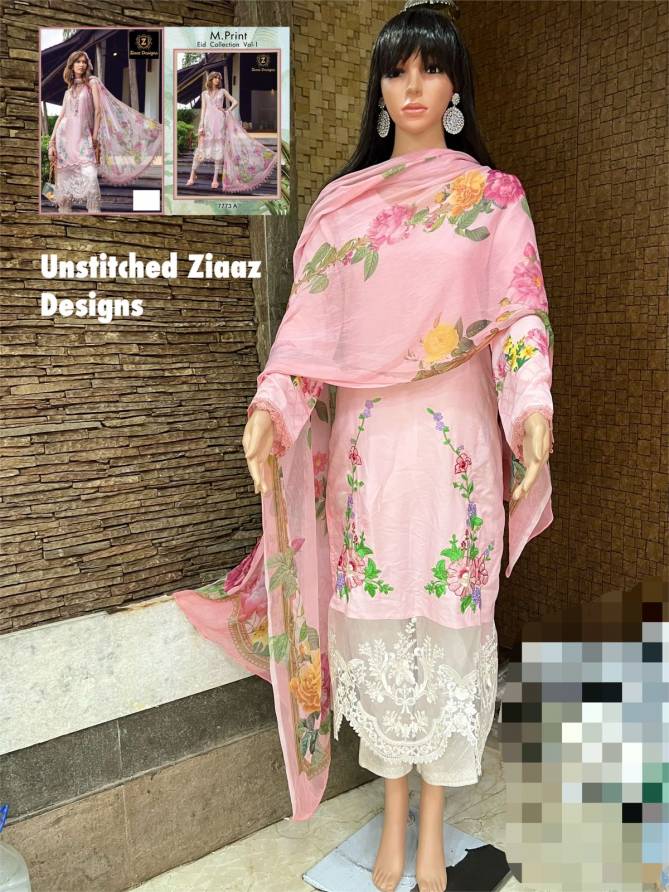Ziaaz Designs M Print Eid 1 Fancy Festive Wear Designer Pakistani Salwar Kameez Collection